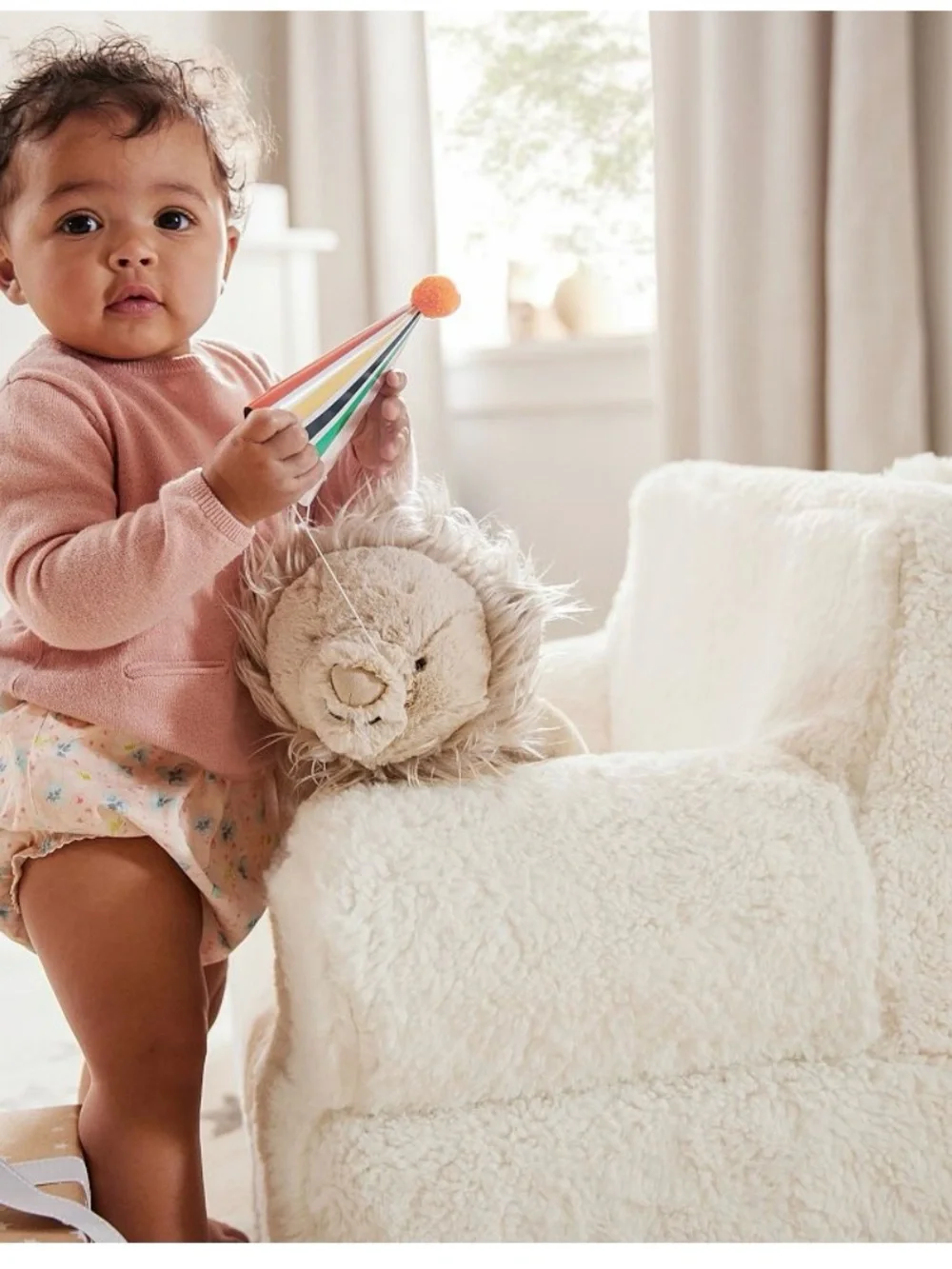 Pottery Barn Kids Cream Plush Lion with Fluffy Mane